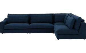 Afbeelding van een Goossens Hoekbank Odette blauw, stof, 1,5-zits, stijlvol landelijk