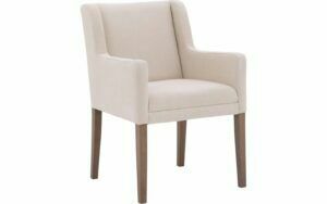 Afbeelding van een Goossens Eetkamerstoel Pearl wit stof met armleuning, stijlvol landelijk