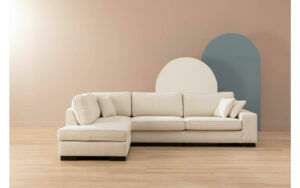 Afbeelding van een Goossens Bank Saltillo wit, stof, 3-zits, stijlvol landelijk