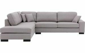 Afbeelding van een Goossens Bank Saltillo grijs, stof, 3-zits, stijlvol landelijk