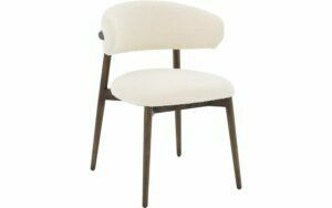 Afbeelding van een Goossens Eetkamertoel Diede met Massief Houten Frame beige stof leuning, stijlvol landelijk