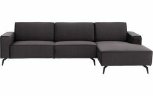 Afbeelding van een Goossens Hoekbank Hercules antraciet, stof, 2,5-zits, modern design met chaise longue rechts