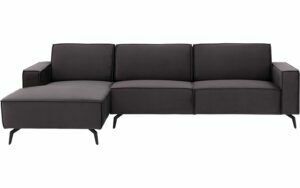 Afbeelding van een Goossens Hoekbank Hercules antraciet, stof, 2,5-zits, modern design met chaise longue links