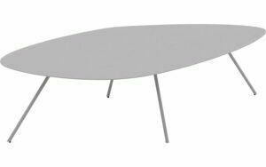 Afbeelding van een Goossens Salontafel Olivia organisch, metaal grijs, modern design, 135 x 35 x 67 cm