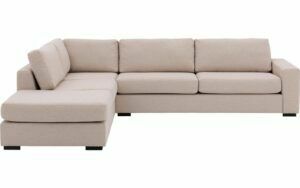 Afbeelding van een Goossens Bank Lucca wit, stof, 3-zits, stijlvol landelijk met ligelement links