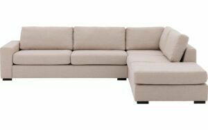 Afbeelding van een Goossens Bank Lucca wit, stof, 3-zits, stijlvol landelijk met ligelement rechts