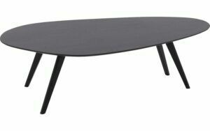 Afbeelding van een Goossens Salontafel Ferry organisch, hout eiken zwart, elegant chic, 135 x 36 x 75 cm