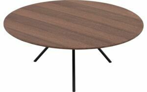 Afbeelding van een Goossens Salontafel Bo rond, hout eiken donker bruin, modern design, 80 x 31 x 80 cm