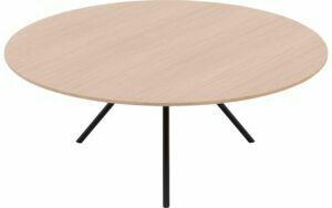Afbeelding van een Goossens Salontafel Bo rond, hout eiken wit, modern design, 80 x 31 x 80 cm