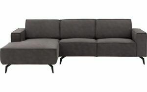 Afbeelding van een Goossens Hoekbank Hercules donkergrijs, microvezel, 2,5-zits, modern design met chaise longue links