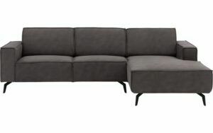 Afbeelding van een Goossens Hoekbank Hercules donkergrijs, microvezel, 2,5-zits, modern design met chaise longue rechts