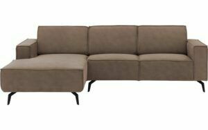 Afbeelding van een Goossens Hoekbank Hercules bruin, microvezel, 2-zits, modern design met chaise longue links