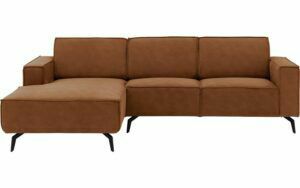 Afbeelding van een Goossens Hoekbank Hercules bruin, microvezel, 2-zits, modern design met chaise longue links