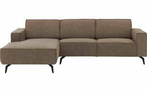 Afbeelding van een Goossens Hoekbank Hercules bruin, microvezel, 2,5-zits, modern design met chaise longue links