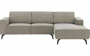 Afbeelding van een Goossens Hoekbank Hercules grijs, microvezel, 2,5-zits, modern design met chaise longue rechts