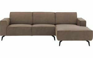 Afbeelding van een Goossens Hoekbank Hercules bruin, microvezel, 2,5-zits, modern design met chaise longue rechts