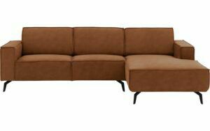 Afbeelding van een Goossens Hoekbank Hercules bruin, microvezel, 2,5-zits, modern design met chaise longue rechts