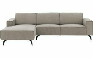 Afbeelding van een Goossens Hoekbank Hercules grijs, microvezel, 3-zits, modern design met chaise longue links