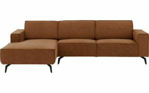 Afbeelding van een Goossens Hoekbank Hercules bruin, microvezel, 3-zits, modern design met chaise longue links