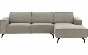 Afbeelding van een Goossens Hoekbank Hercules grijs, microvezel, 3-zits, modern design met chaise longue rechts