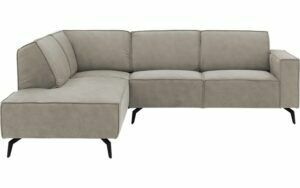 Afbeelding van een Goossens Hoekbank Hercules grijs, microvezel, 2-zits, modern design met ligelement links