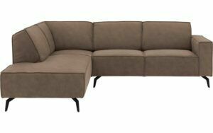 Afbeelding van een Goossens Hoekbank Hercules bruin, microvezel, 2-zits, modern design met ligelement links