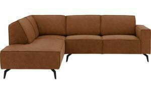 Afbeelding van een Goossens Hoekbank Hercules bruin, microvezel, 2-zits, modern design met ligelement links