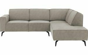 Afbeelding van een Goossens Hoekbank Hercules grijs, microvezel, 2-zits, modern design met ligelement rechts