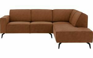Afbeelding van een Goossens Hoekbank Hercules bruin, microvezel, 2-zits, modern design met ligelement rechts