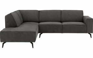 Afbeelding van een Goossens Hoekbank Hercules donkergrijs, microvezel, 2,5-zits, modern design met ligelement links