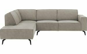 Afbeelding van een Goossens Hoekbank Hercules grijs, microvezel, 2,5-zits, modern design met ligelement links