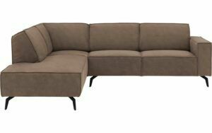 Afbeelding van een Goossens Hoekbank Hercules bruin, microvezel, 2,5-zits, modern design met ligelement links