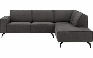 Afbeelding van een Goossens Hoekbank Hercules donkergrijs, microvezel, 2,5-zits, modern design met ligelement rechts