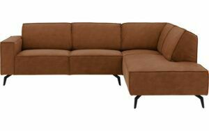 Afbeelding van een Goossens Hoekbank Hercules bruin, microvezel, 2,5-zits, modern design met ligelement rechts