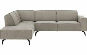 Afbeelding van een Goossens Hoekbank Hercules grijs, microvezel, 3-zits, modern design met ligelement links