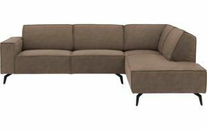 Afbeelding van een Goossens Hoekbank Hercules bruin, microvezel, 3-zits, modern design met ligelement rechts