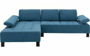 Afbeelding van een Goossens Bank Alvin blauw, stof, 2,5-zits, modern design met chaise longue links