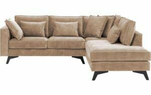 Afbeelding van een Goossens Bank Chambre bruin, stof, 2-zits, elegant chic met ligelement rechts