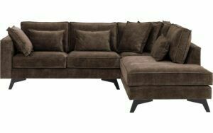 Afbeelding van een Goossens Bank Chambre bruin, stof, 2-zits, elegant chic met ligelement rechts
