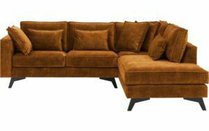 Afbeelding van een Goossens Bank Chambre cognac, stof, 2-zits, elegant chic met ligelement rechts
