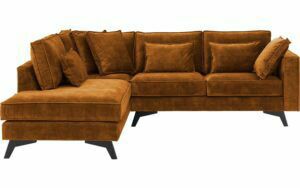 Afbeelding van een Goossens Bank Chambre cognac, stof, 2-zits, elegant chic met ligelement links
