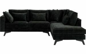 Afbeelding van een Goossens Bank Chambre zwart, stof, 2,5-zits, elegant chic met ligelement rechts