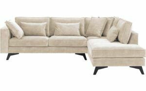Afbeelding van een Goossens Bank Chambre beige, stof, 3-zits, elegant chic met ligelement rechts