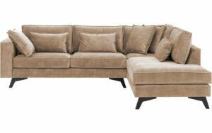 Afbeelding van een Goossens Bank Chambre bruin, stof, 3-zits, elegant chic met ligelement rechts