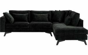 Afbeelding van een Goossens Bank Chambre zwart, stof, 3-zits, elegant chic met ligelement rechts