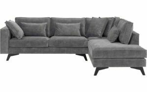 Afbeelding van een Goossens Bank Chambre grijs, stof, 3-zits, elegant chic met ligelement rechts