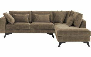Afbeelding van een Goossens Bank Chambre bruin, stof, 3-zits, elegant chic met ligelement rechts