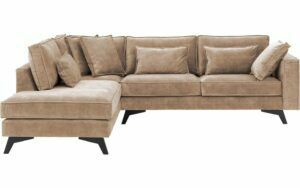 Afbeelding van een Goossens Bank Chambre bruin, stof, 3-zits, elegant chic met ligelement links