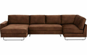 Afbeelding van een Goossens Bank Jorney bruin, stof, 2,5-zits, elegant chic met ligelement rechts