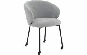 Afbeelding van een Goossens Stoel Noomi blauw stof met armleuning en met wielen,